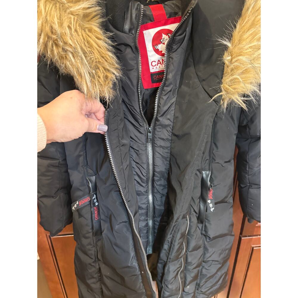 Canada Weather Gear Womens Black Long Parka Fur Trim Size S - Picture 6 of 14